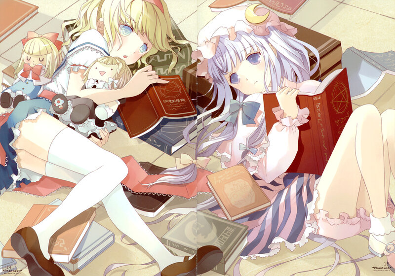 Two Girls Reading Books — White