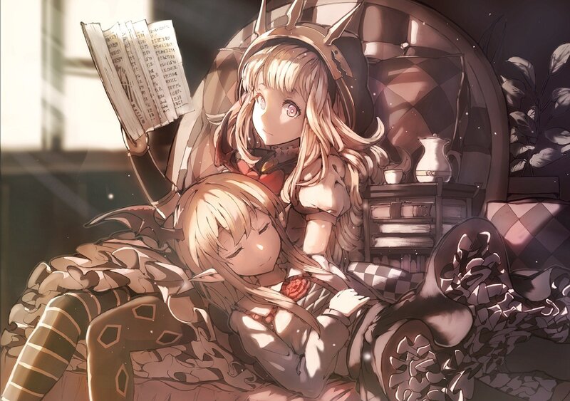 Two Girls Reading Together — Brown
