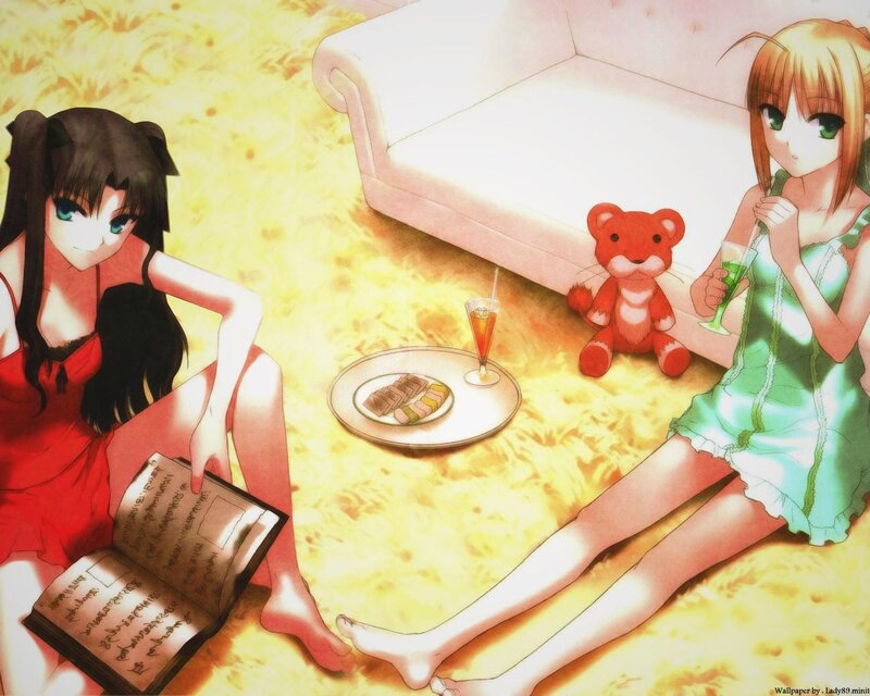 Two girls relaxing on the floor