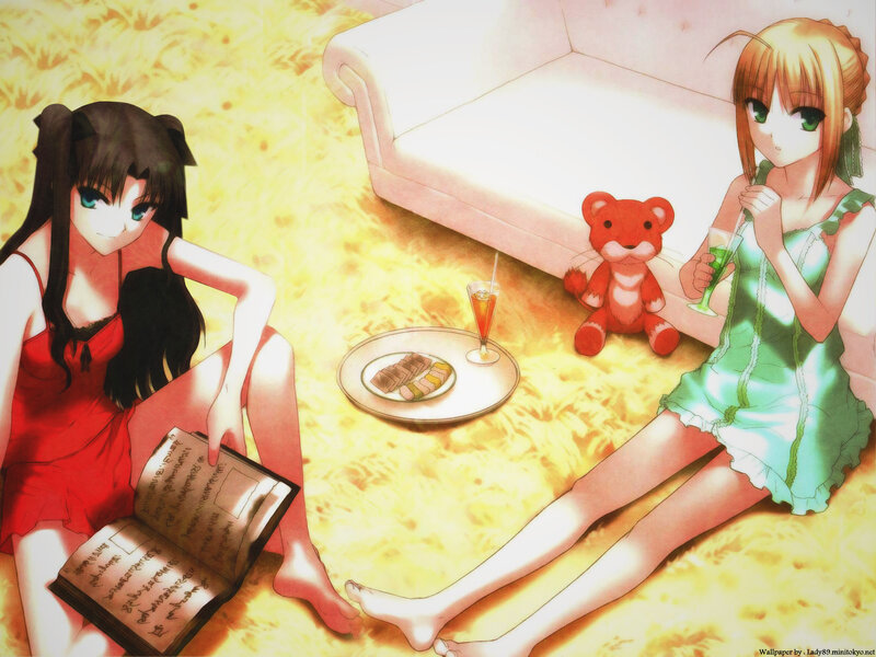 Two girls relaxing on the floor