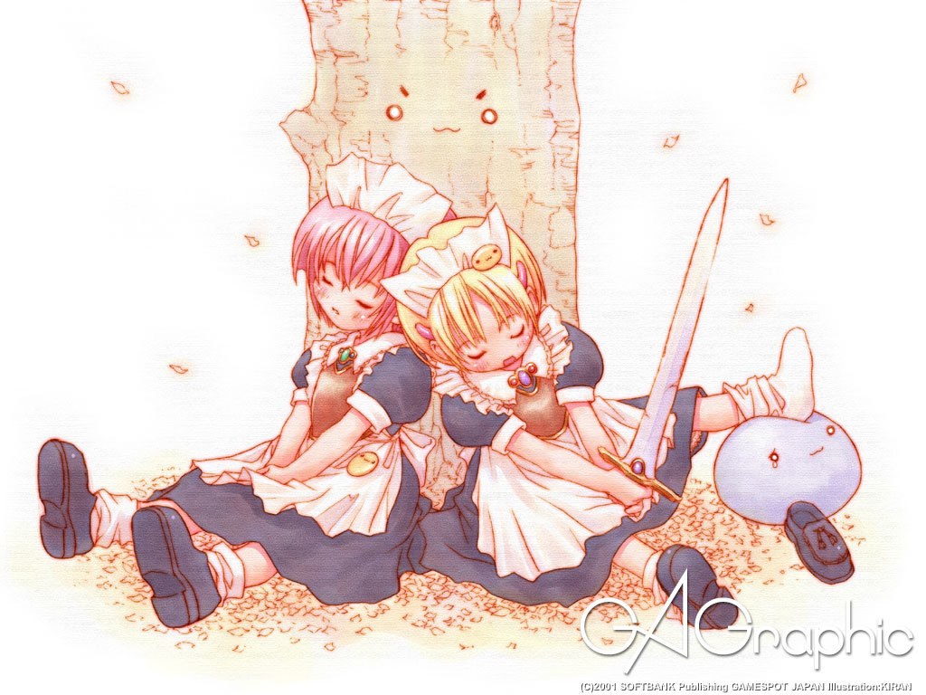 Two girls resting under a tree