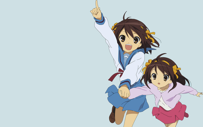 Two Girls Running — Blue, Energetic, Anime