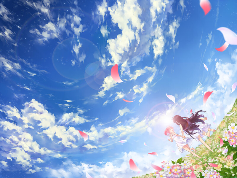 Two Girls Running — Blue