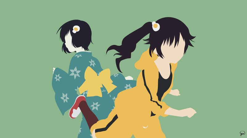 Two Girls Running — Green, Playful