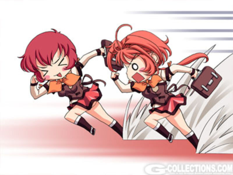 two girls running