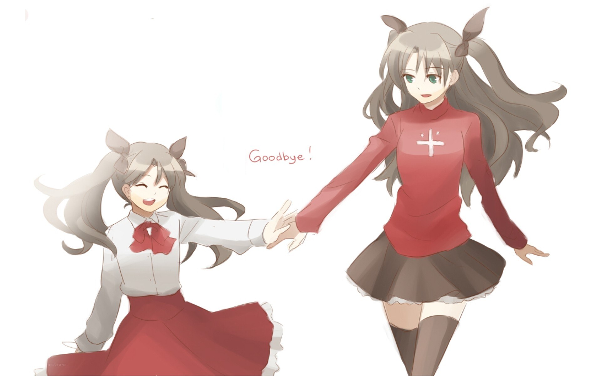 Two girls saying goodbye