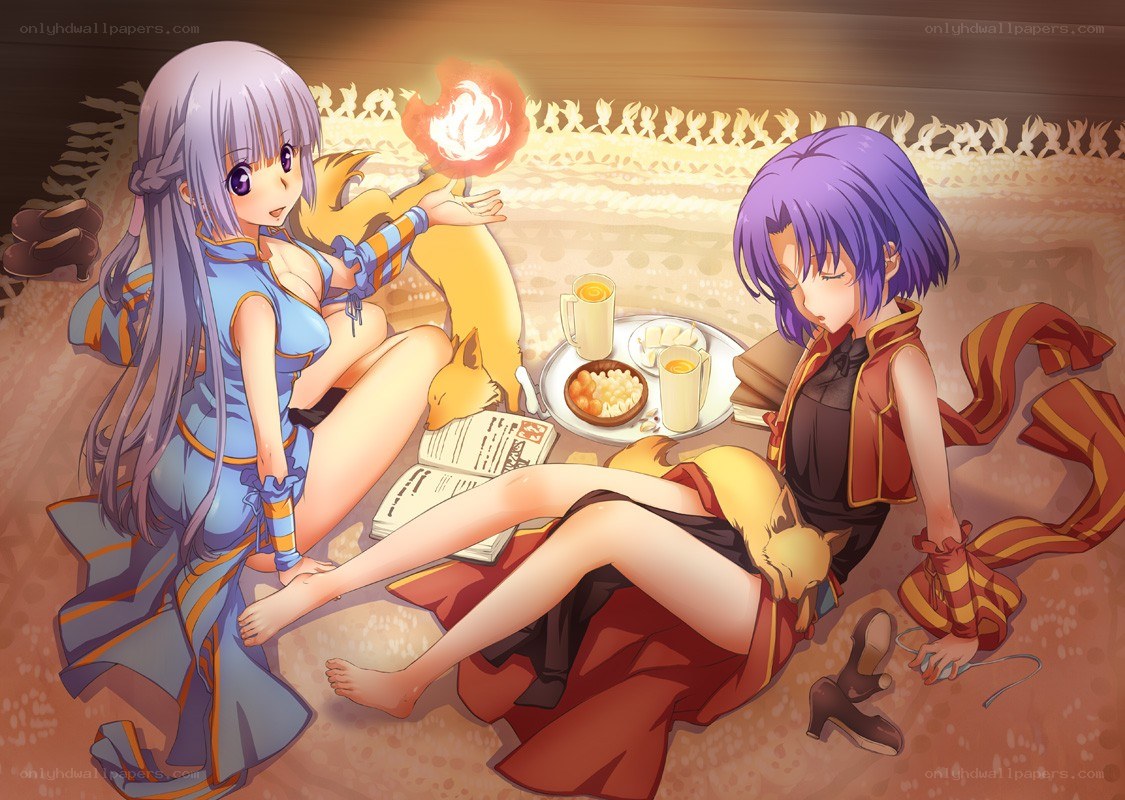 Two girls sharing a meal
