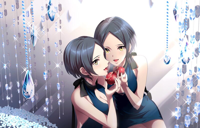 Two Girls Sharing a Pomegranate