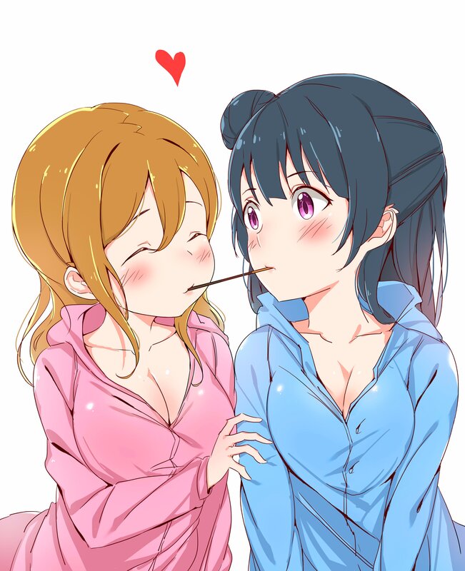 Two Girls Sharing a Stick — Pink