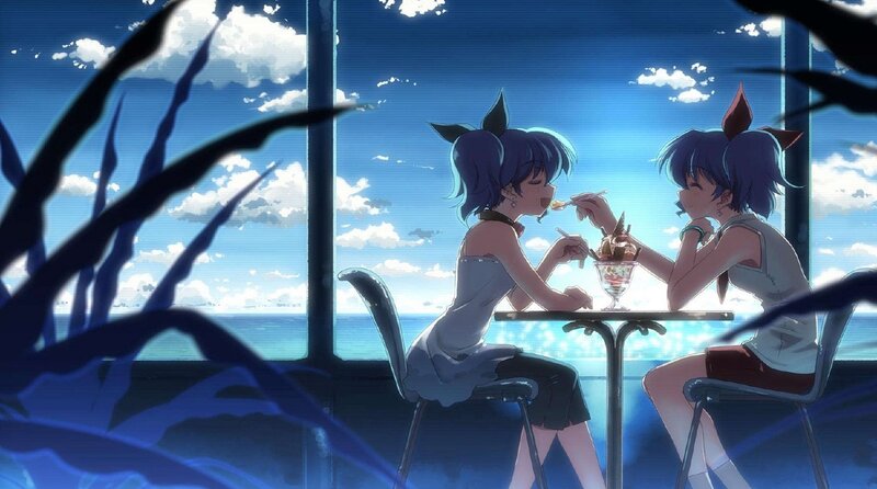 Two girls sharing dessert