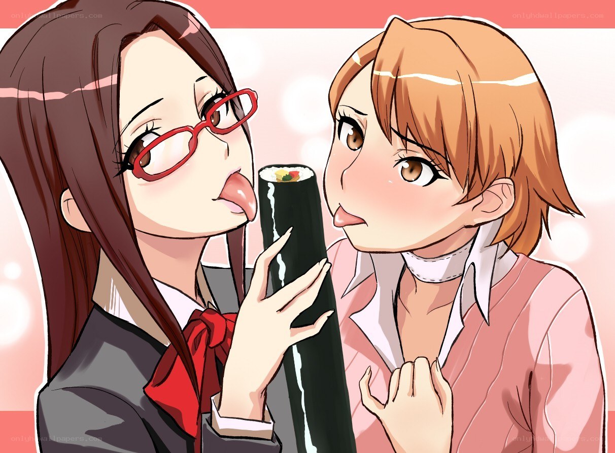 Two girls sharing sushi