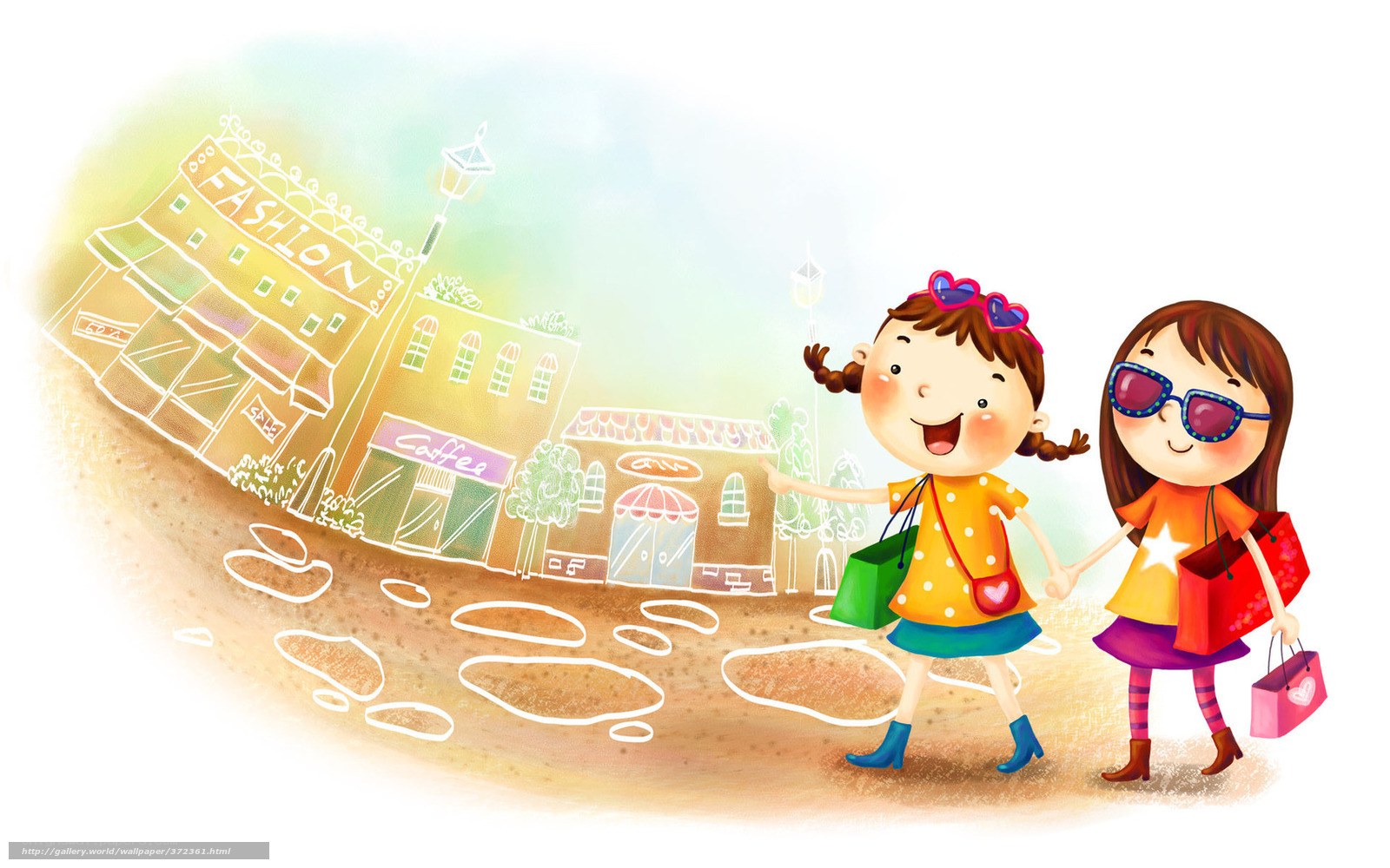 Two girls shopping in town