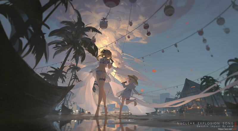 Two Girls Singing on Beach
