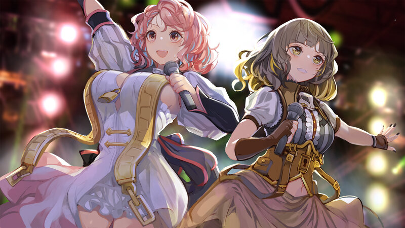 Two Girls Singing on Stage — Pink