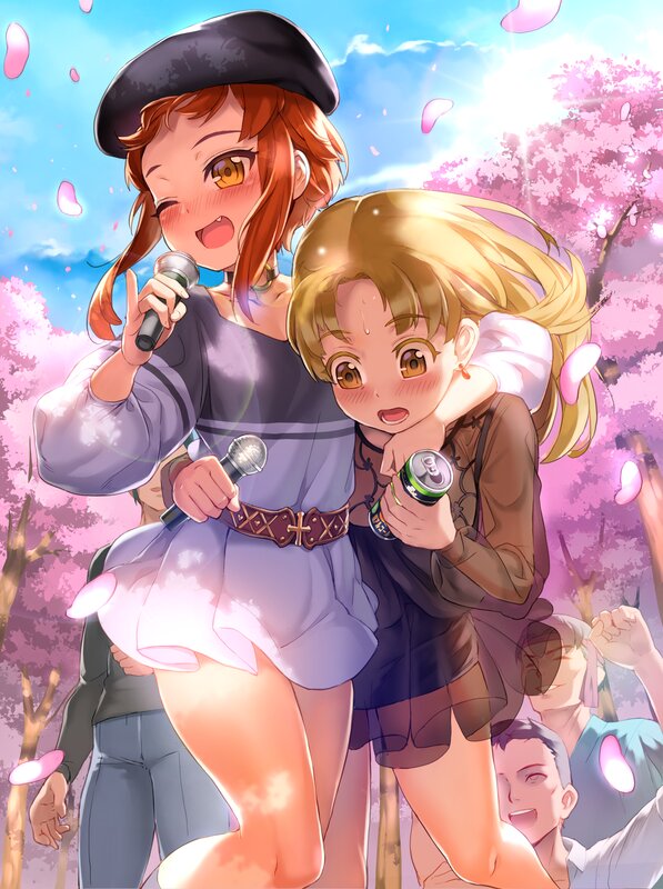 Two Girls Singing Outdoors