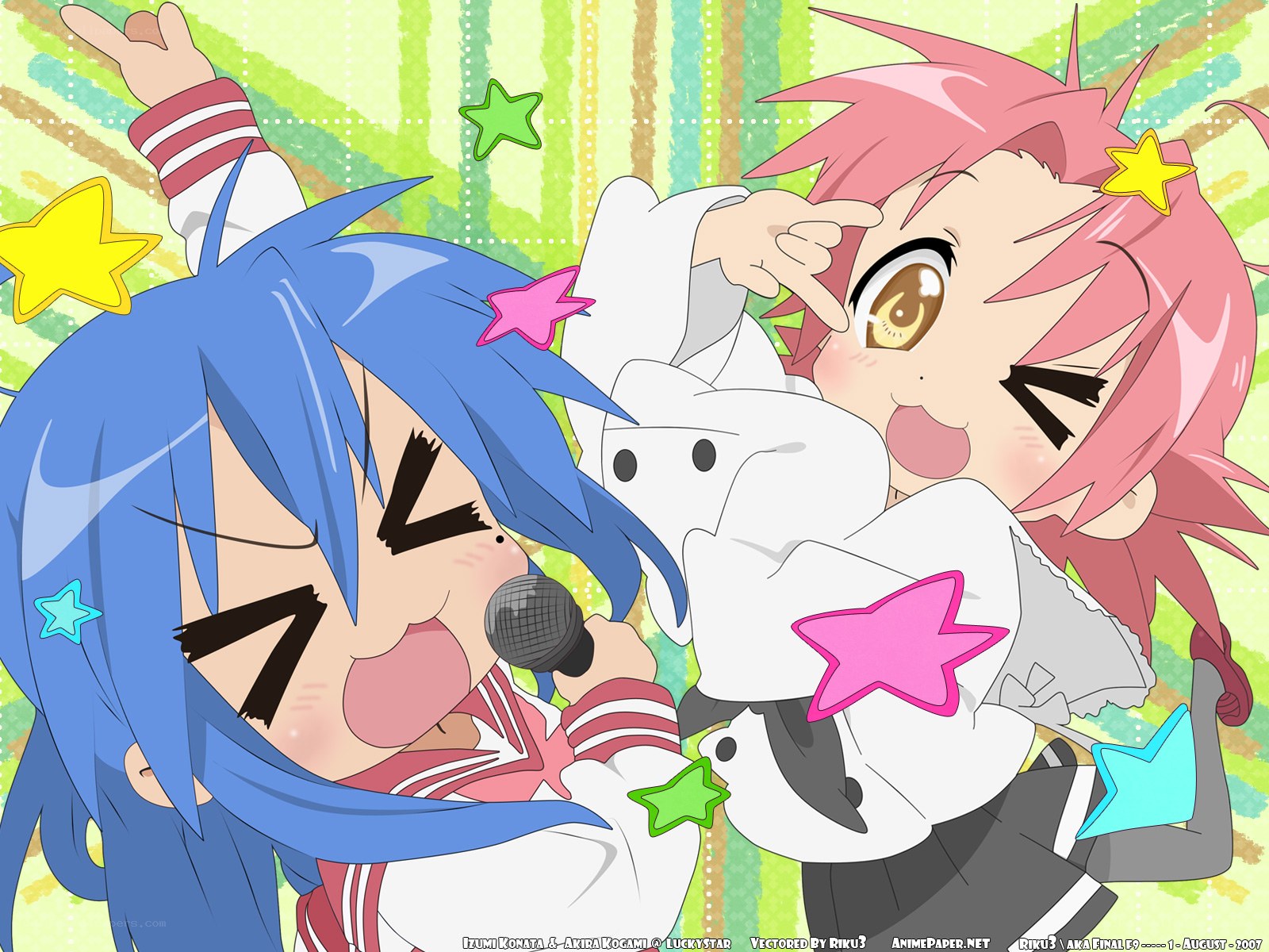Two girls singing together