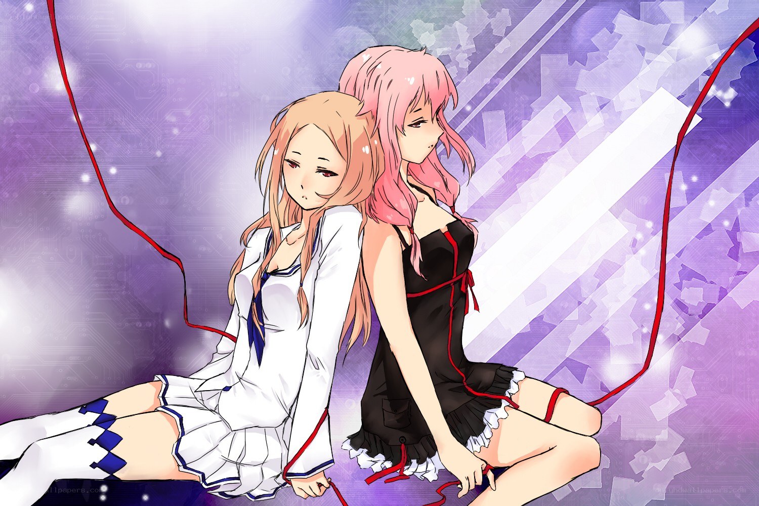 two girls sitting back to back