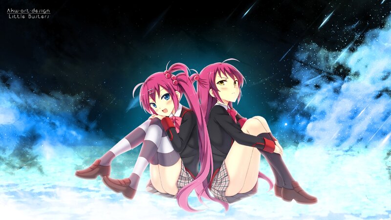 Two Girls Sitting Back-to-back — Pink, Dramatic