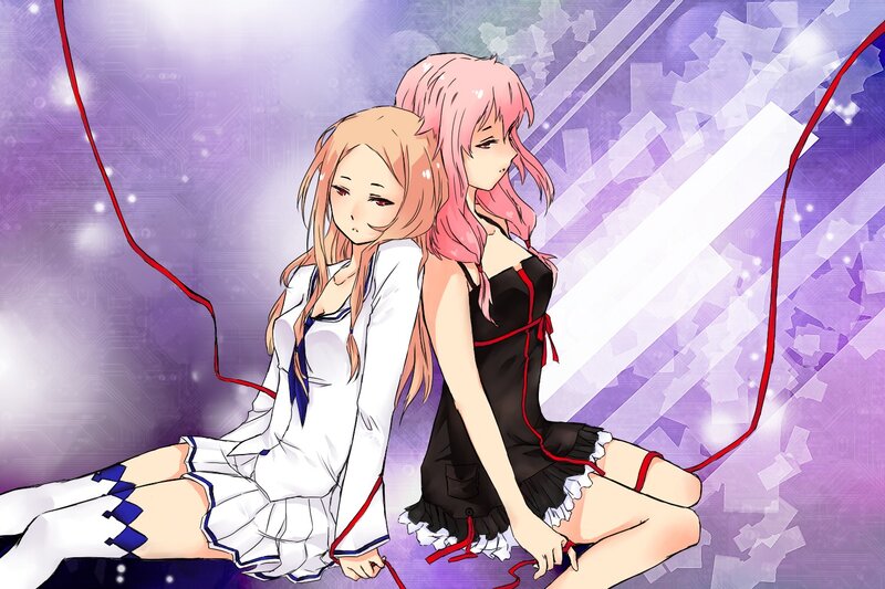 Two Girls Sitting Back to Back — Purple, Calm