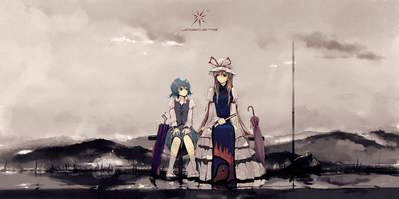 Two Girls Sitting on a Bench — Gray