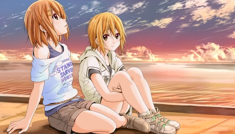Two Girls Sitting on Dock