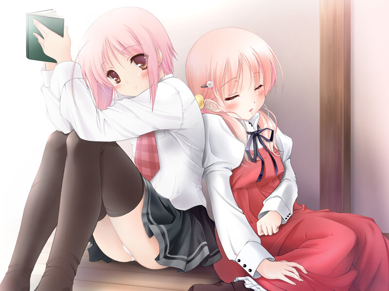 Two Girls Sitting on Floor — Pink