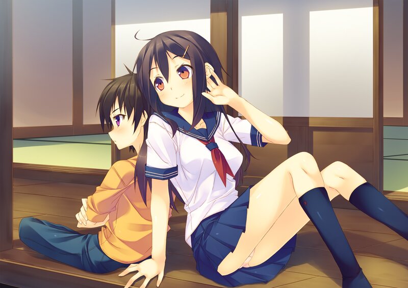 Two Girls Sitting on Floor — White, Calm, Afternoon
