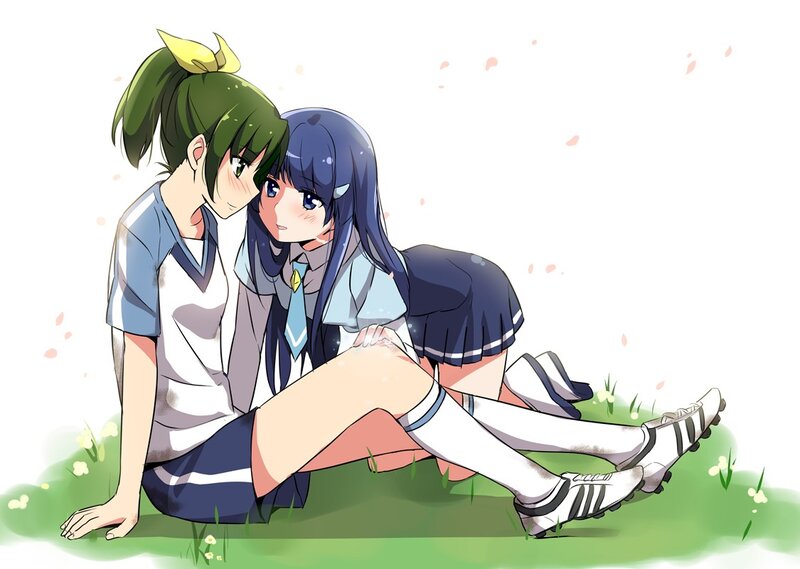 Two Girls Sitting on Grass — Green, Peaceful
