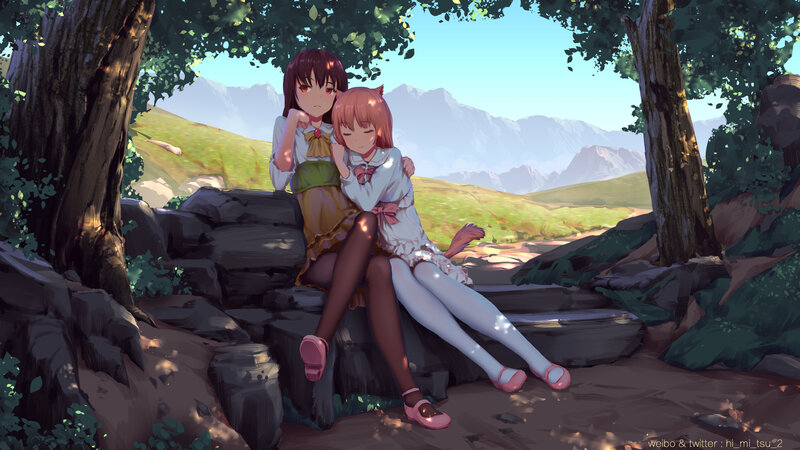 Two Girls Sitting on Rocks
