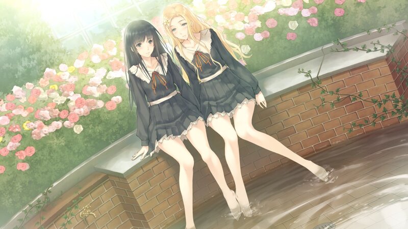 Two Girls Sitting on Wall