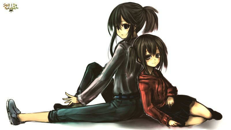 two girls sitting together