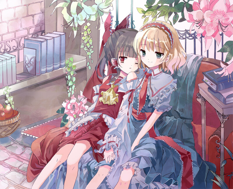Two Girls Sitting Together — Blue
