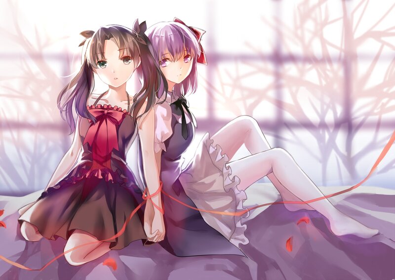 Two Girls Sitting Together — Purple, Calm