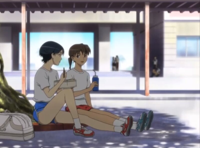 Two Girls Sitting — White, Calm