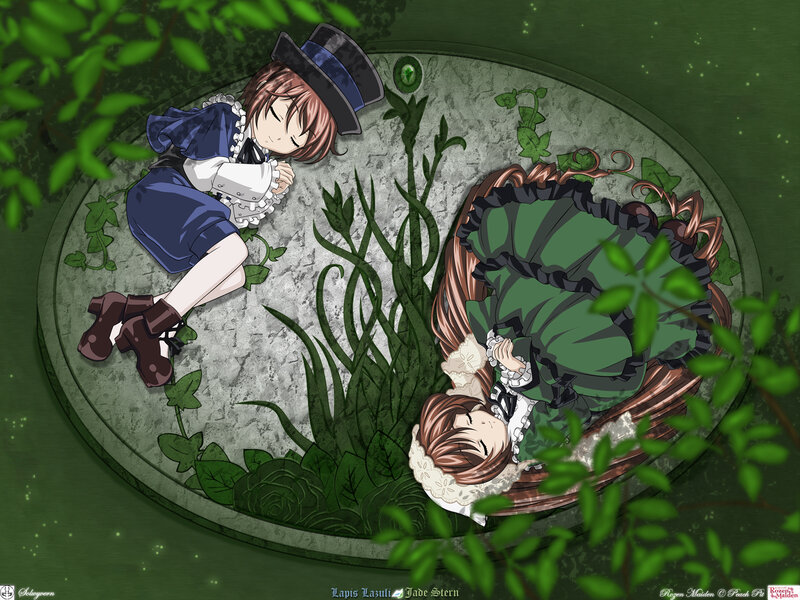 Two girls sleeping in a garden