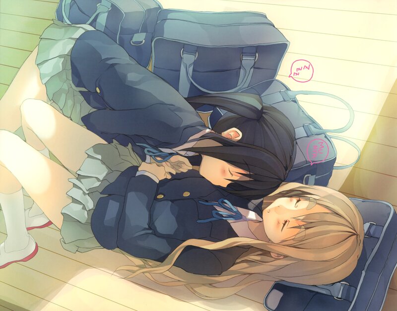 Two Girls Sleeping on Floor