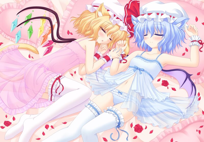 Two Girls Sleeping — Pink, Peaceful