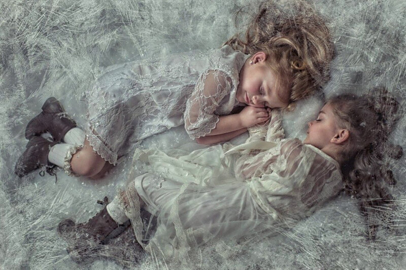 Two Girls Sleeping — White