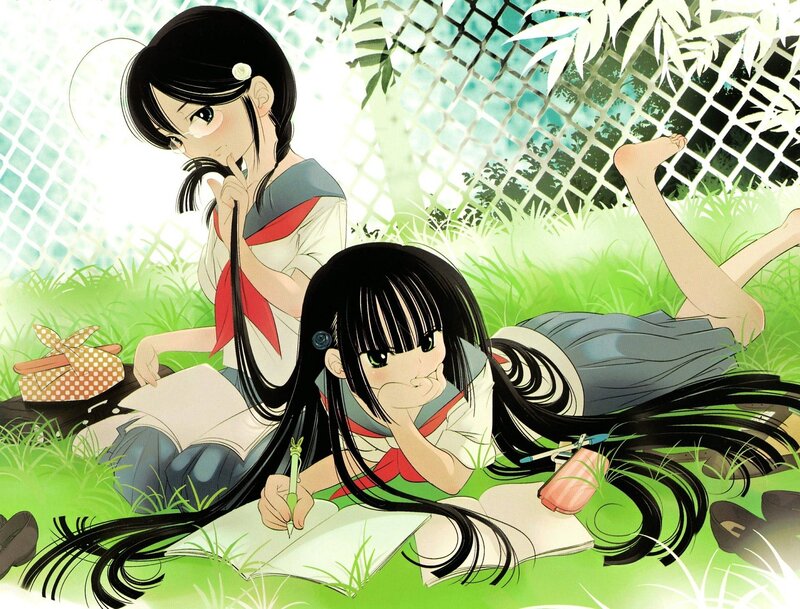 Two Girls Studying