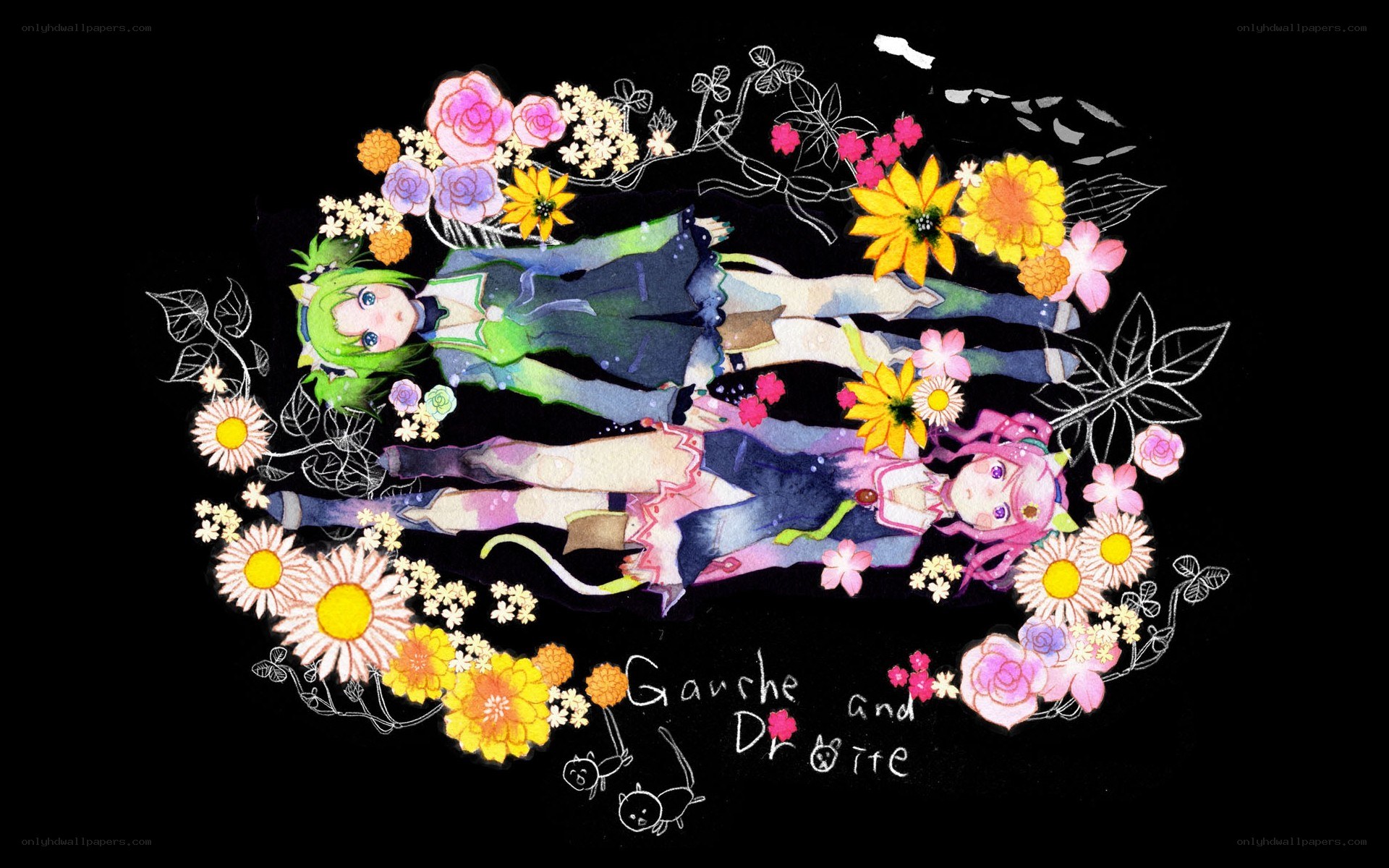 two girls surrounded by flowers