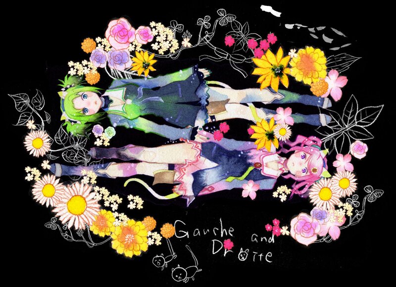 Two girls surrounded by flowers