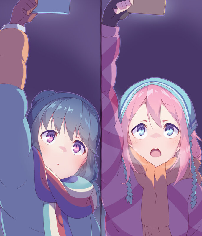 Two Girls Taking a Selfie — Purple