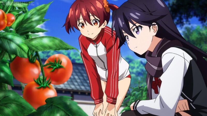 Two Girls Tending Tomatoes