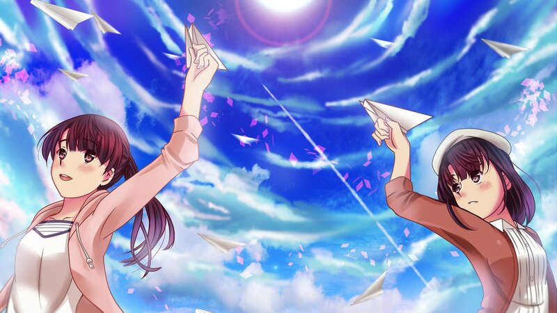 Two Girls Throwing Paper Planes