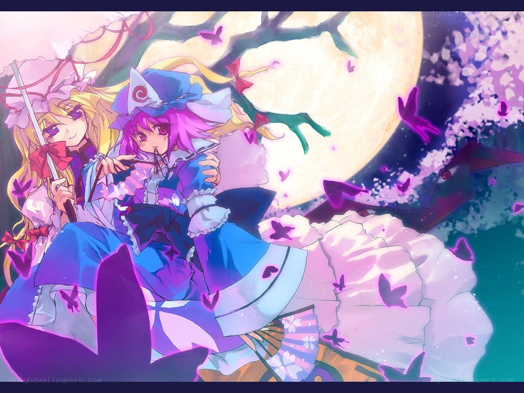 Two girls under a full moon