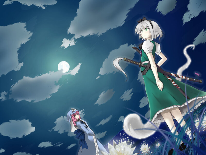 Two girls under a moonlit sky