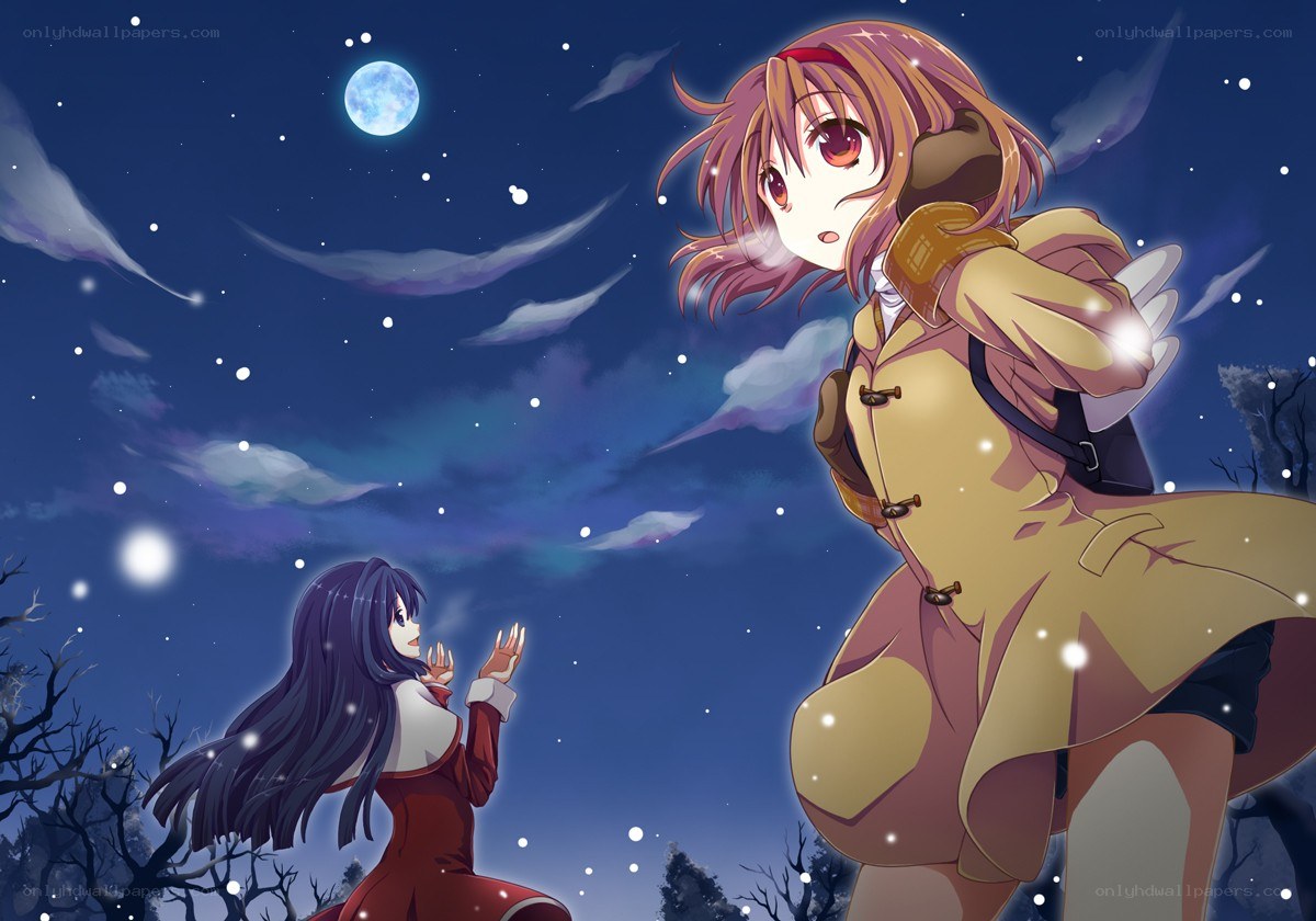 Two girls under a starry sky