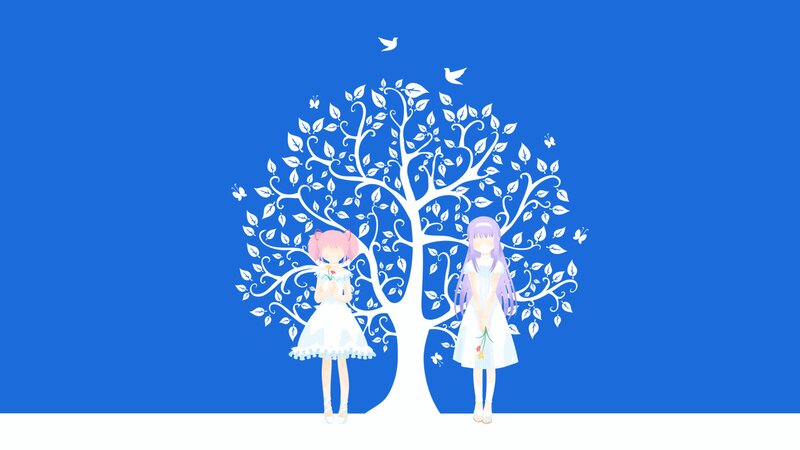 Two Girls under a Tree — Blue
