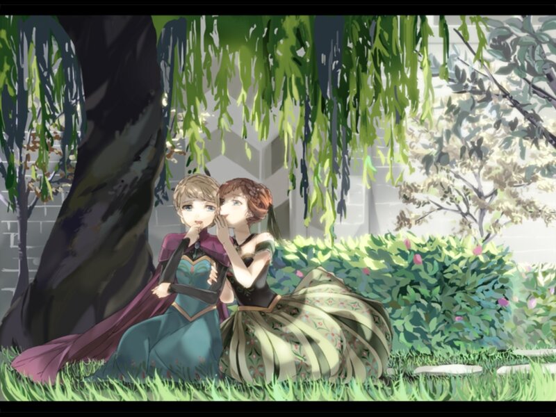 Two Girls under a Tree — Green
