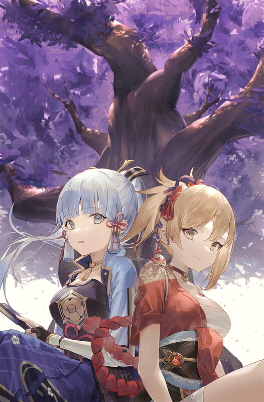 Two Girls under a Tree — Purple